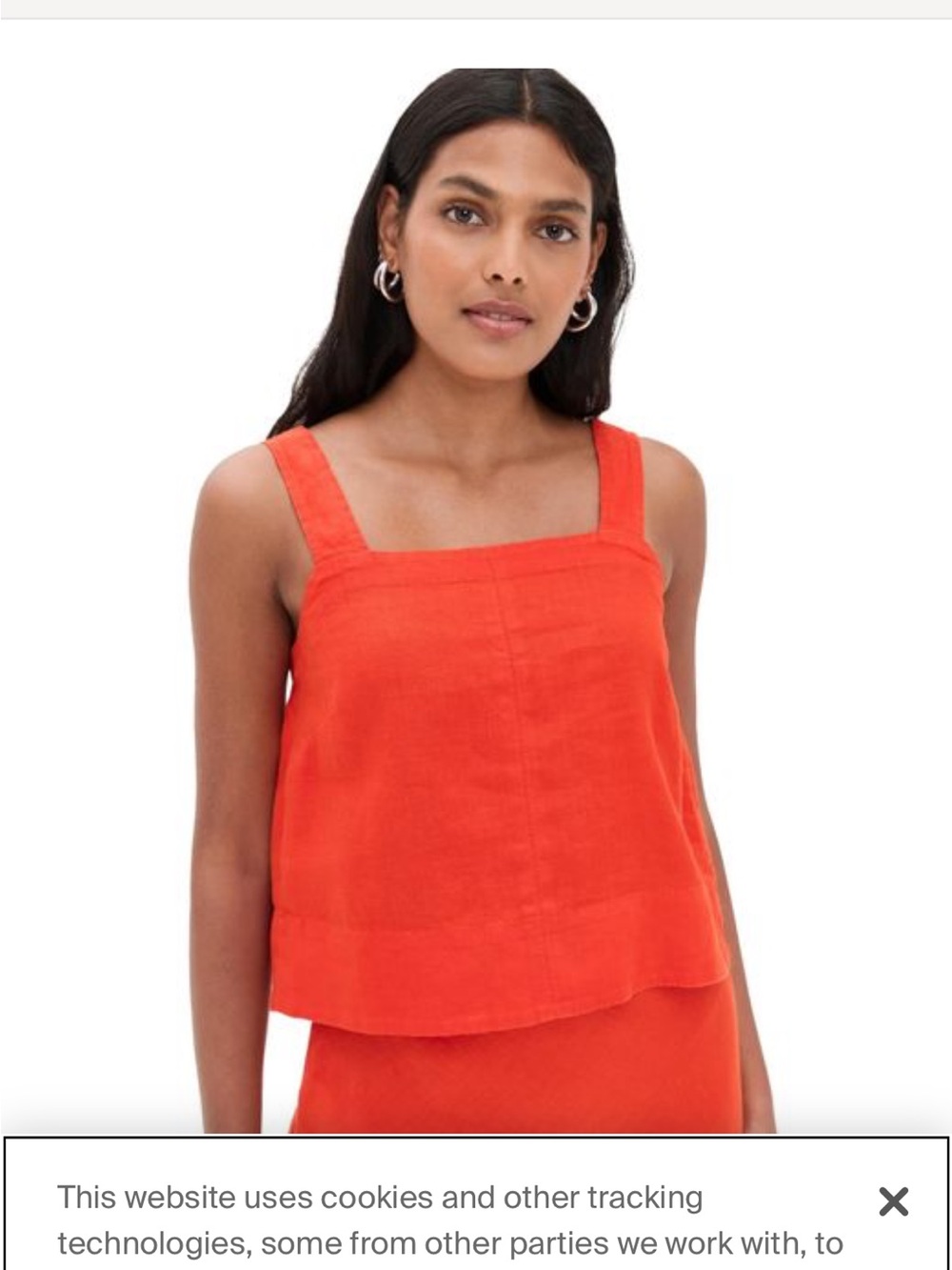 MADEWELL Women's Red Contrast Stitch
Square Neck Top